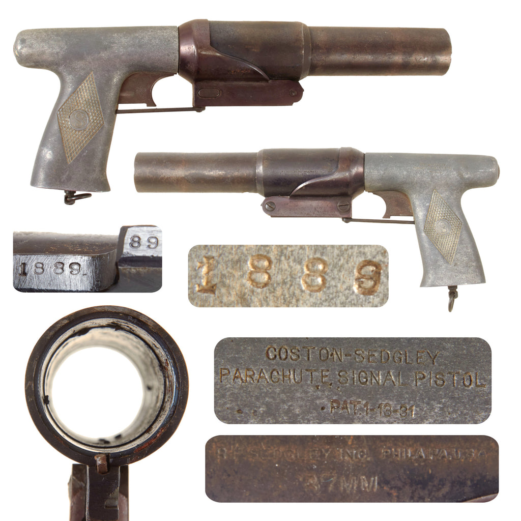 Original U.S. WWII Navy 37mm Coston-Sedgley Aluminum Frame Signal Pistol - Serial Number 1889 Original Items