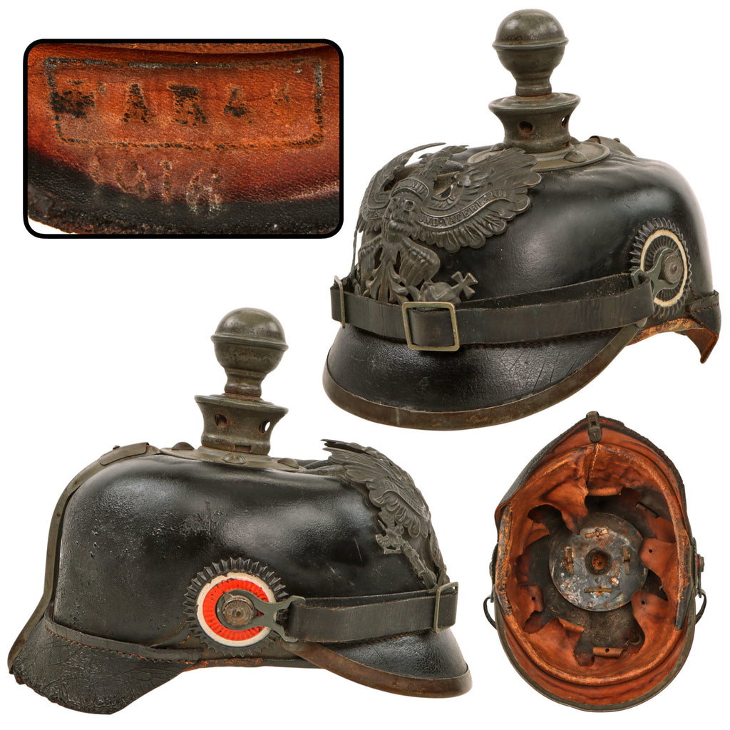 Original German WWI Prussian M1915 Artillery Pickelhaube Helmet - “Kugelhelm”- Degraded Original Items