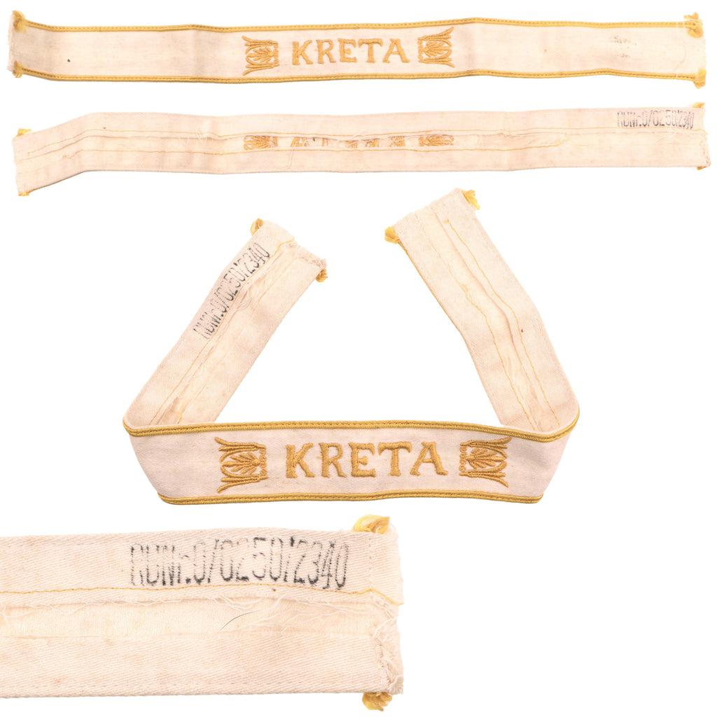 Original German WWII Crete Campaign Embroidered Cuff Title with RBNr. 0/6250/2340, KRETA Ärmelstreiffen