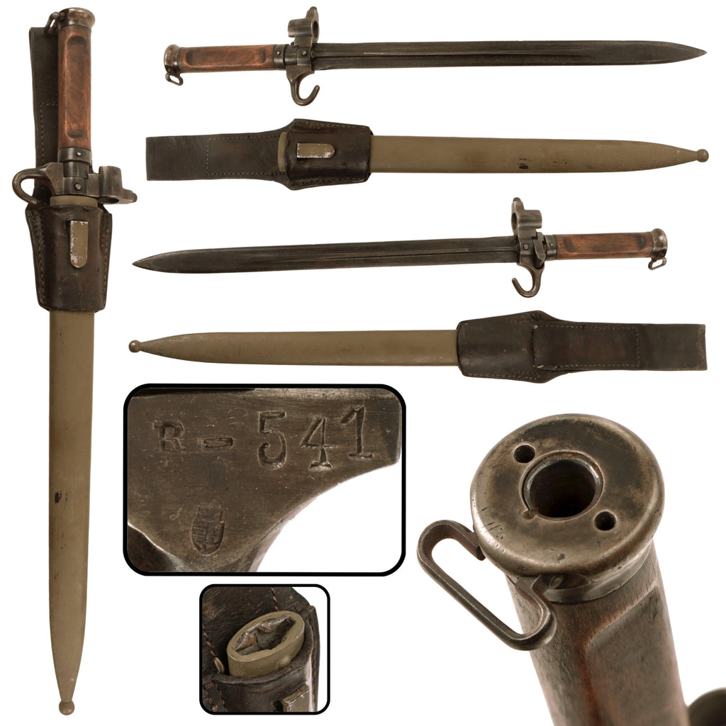 Original Hungarian WWII Mannlicher M1935 Rifle Bayonet with Scabbard & Leather Frog - Puska 35.M Original Items