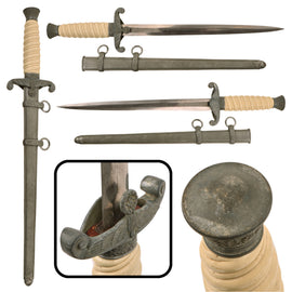 Original German WWII Heer Army Officer Dagger with Ivoroid Grip and Scabbard - Excellent Unmarked Blade