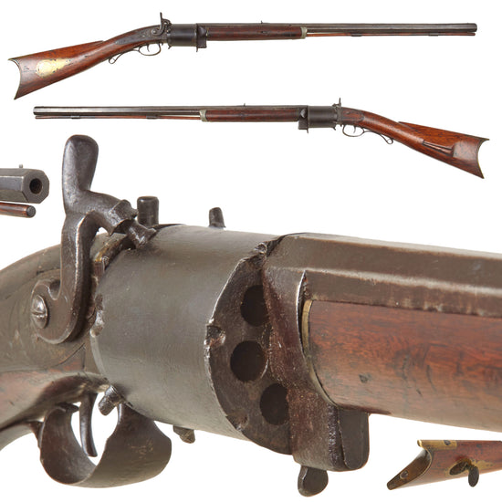 Original U.S. Billinghurst Miller Patent Style Half-Stock .42cal 7-Shot Percussion Cylinder Rifle - Circa 1850 Original Items