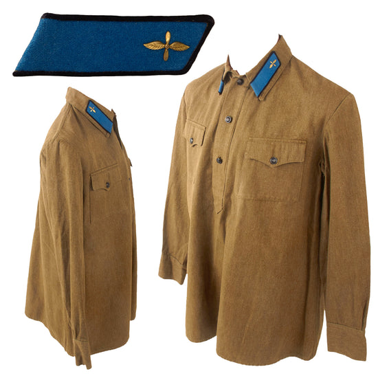 Original WWII Soviet Russian M35 Enlisted Man’s Tunic With Original Period Applied Air Force or Paratrooper Insignia Original Items
