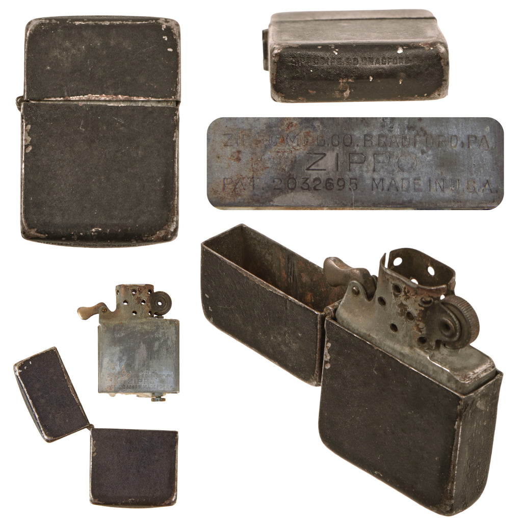 Original U.S. WWII Black Crackle Zippo Lighter - Rare Original Items