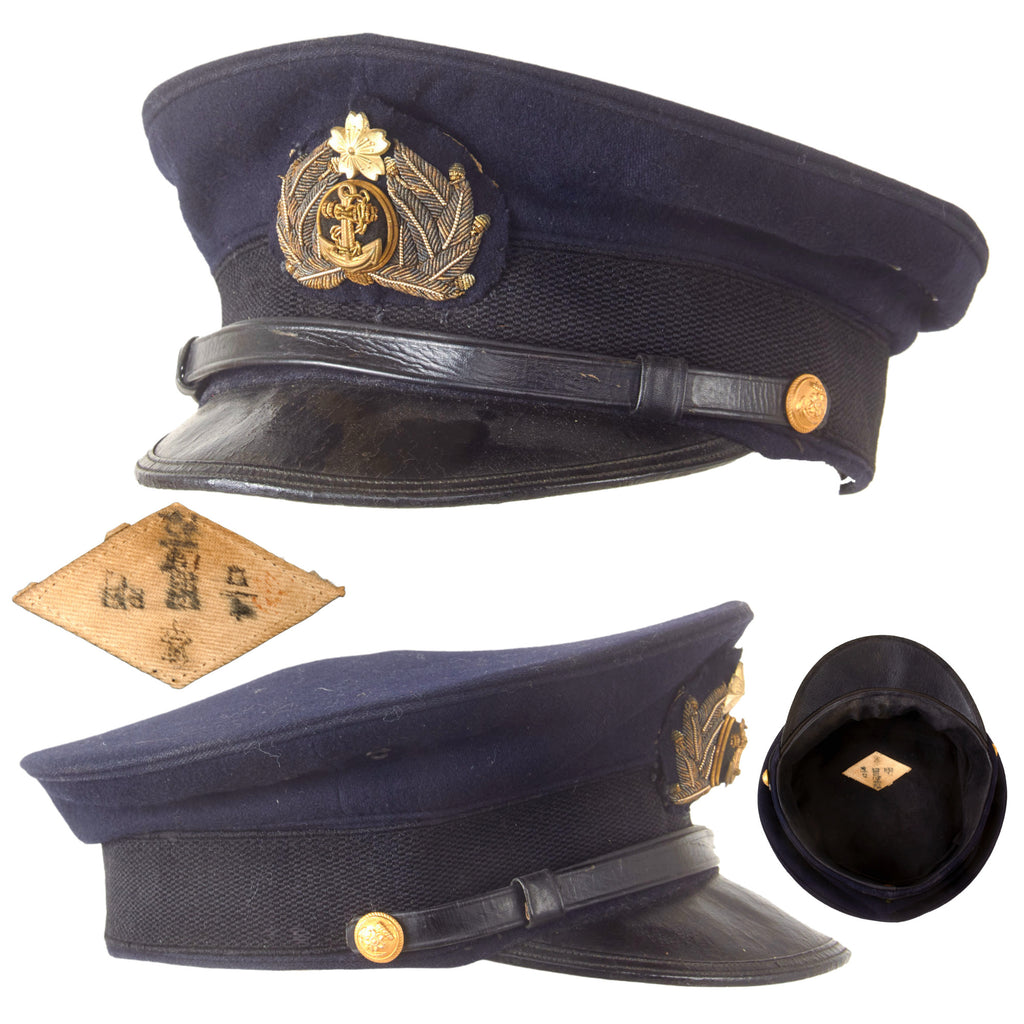 Original WWII Imperial Japanese Navy IJN Officer Visor Cap with Nametag