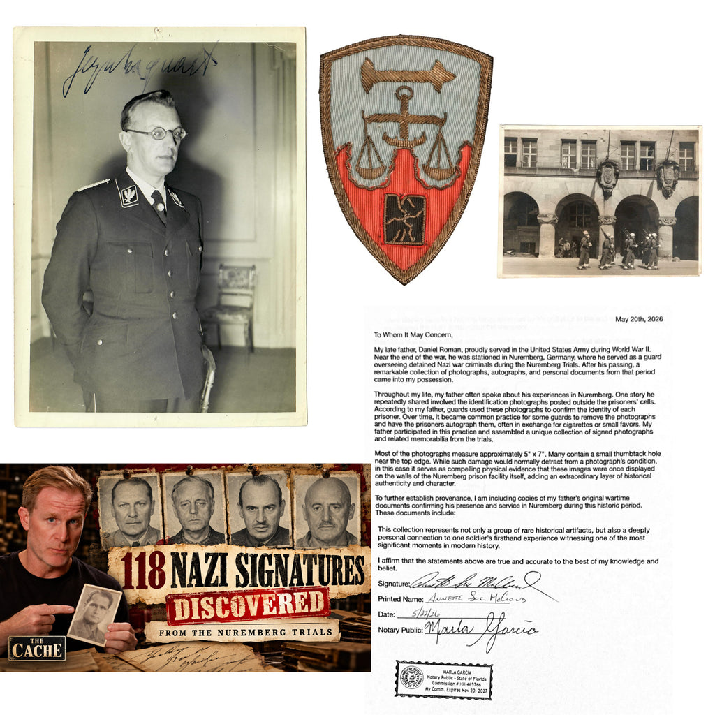 Original Nuremberg Trials Signed Photograph of Reichskommissar of the Netherlands Arthur Seyss-Inquart - Executed - Obtained Directly from a U.S. Army Guard, 1945–1946 - As Seen on The Cache with Alex Cranmer