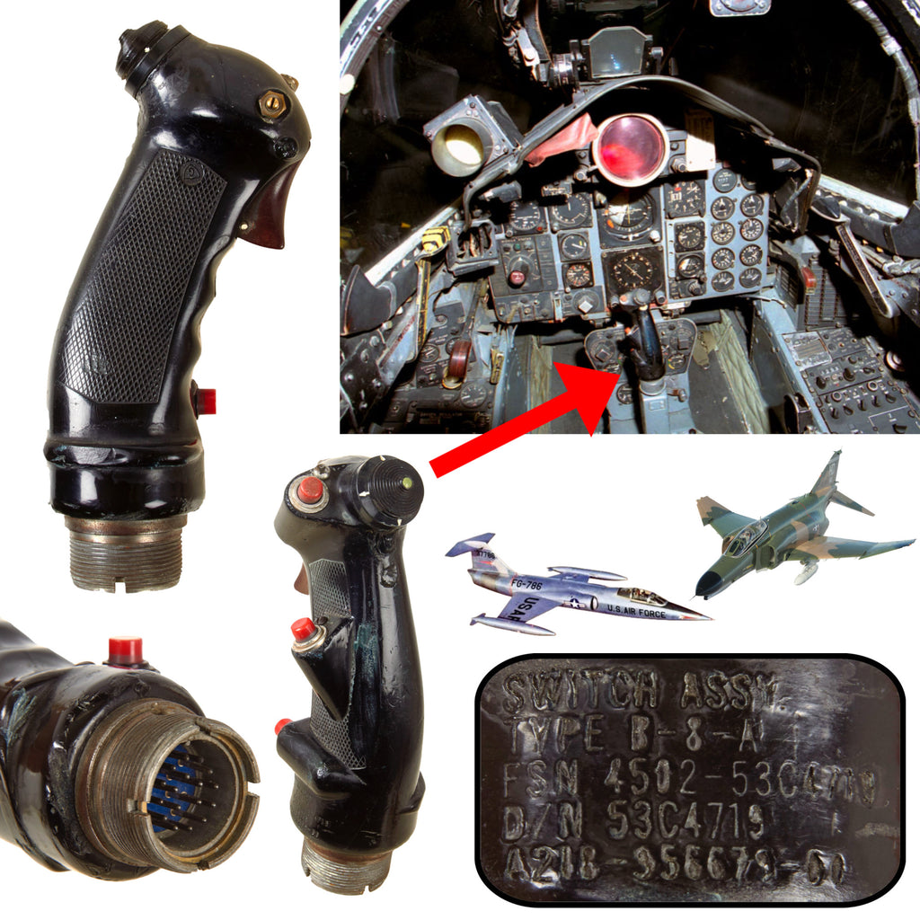 Original U.S. Vietnam War Type B-8A F-4 Phantom, F-104 Starfighter, and F-86 Sabre Control Stick Grip Assembly Original Items
