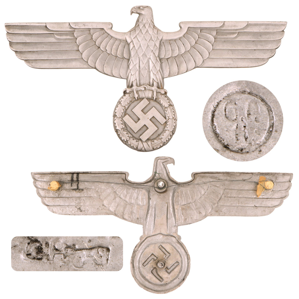 Original German WWII Deutsche Reichsbahn 27" Aluminum Railroad Eagle Marked GA/H with Four Mounting Posts Original Items