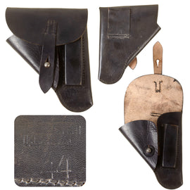 Original German WWII Rare Czech Klattau-Made Sauer Model 38H Black Leather Breakaway Holster - Dated 1944