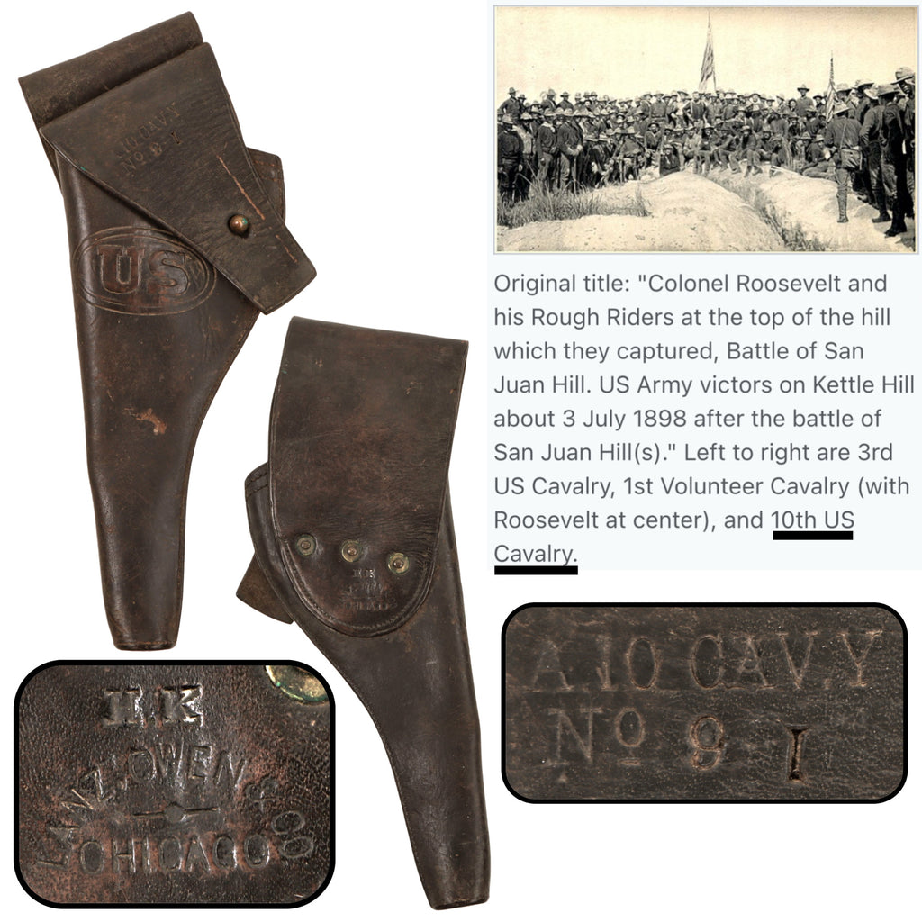 Original U.S. Spanish American War 10th Cavalry “Buffalo Soldiers” Unit-Marked M-1892 Holster for the Colt .38 Long Revolver by Lanz Owen & Co. of Chicago
