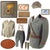 Original Italian WWII 3rd Engineer Regiment Lieutenant’s Uniform Group with Bustina, Officer’s Belt, Holster, and Leg Warmers