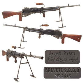 Original Turkish M1922 Hotchkiss Strip-Fed 8mm Mauser Display Machine Gun with Live Barrel and Fore Grip - Serial 2938