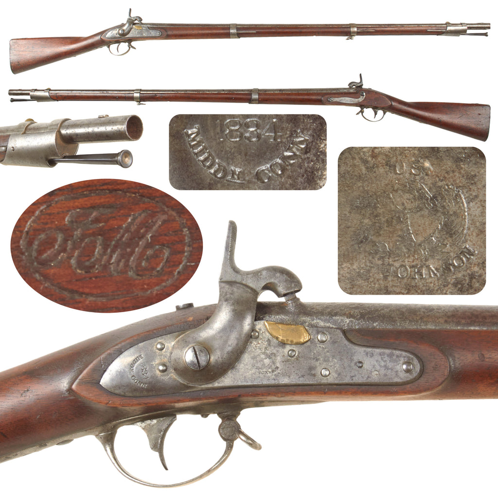 Original U.S. Springfield Model 1822/28 Percussion Converted Contract Musket by Robert Johnson of Middleton, CT. - Dated 1834 Original Items