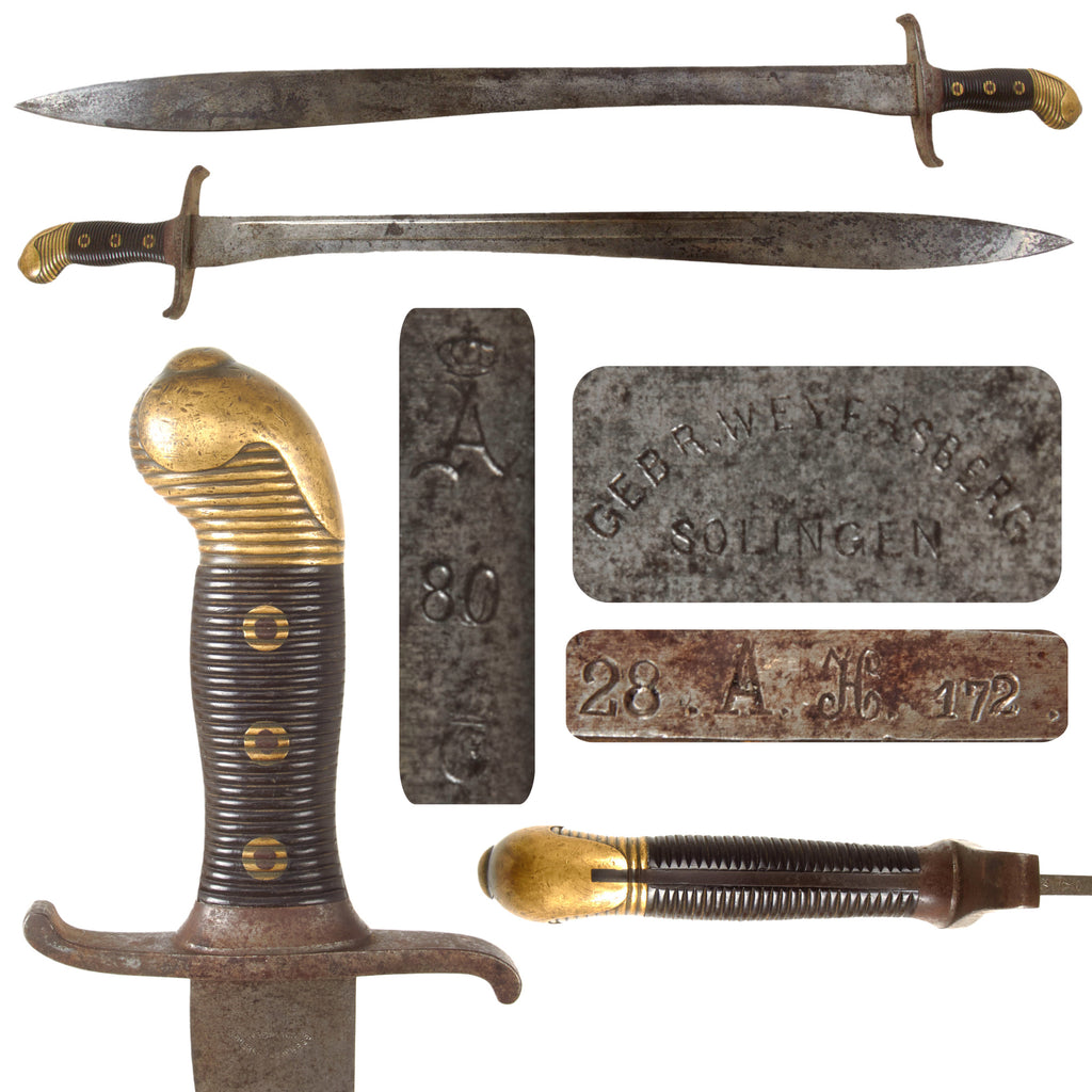 Original Imperial German Pre-WWI Saxon Regimentally Marked M.1880 Faschinenmesser Pioneer Artillery Short Sword - Dated 1880 Original Items