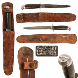 Original U.S. WWII Western L77 Single Edged Combat Stiletto with Original Scabbard - Used by USMC Raiders Before Adoption of Raider Stiletto