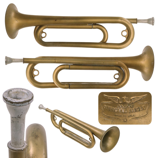 Original U.S. WWII Rare Tenite Plastic Bugle by Frank Aman with Mouthpiece - Rare