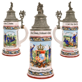 Original Imperial German Pre-WWI 18th Royal Bavarian Infantry Regiment "Prince Ludwig Ferdinand" Reservist Beer Stein with Hinged Lid - Dated 1900-1902