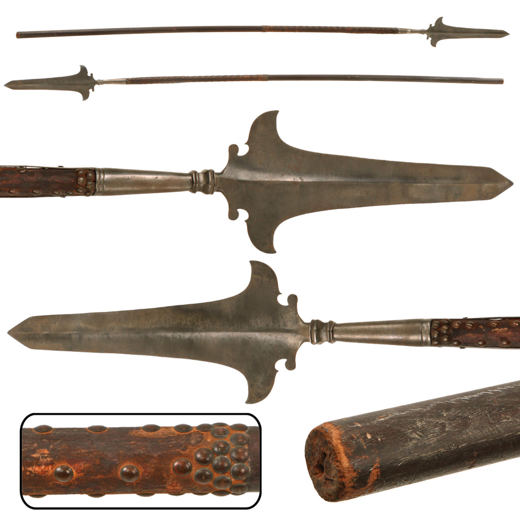 Original Continental Europe 17th Century Halberd Broad Spontoon with Original Tacked & Cloth-Wrapped Shaft - 91” Long Original Items