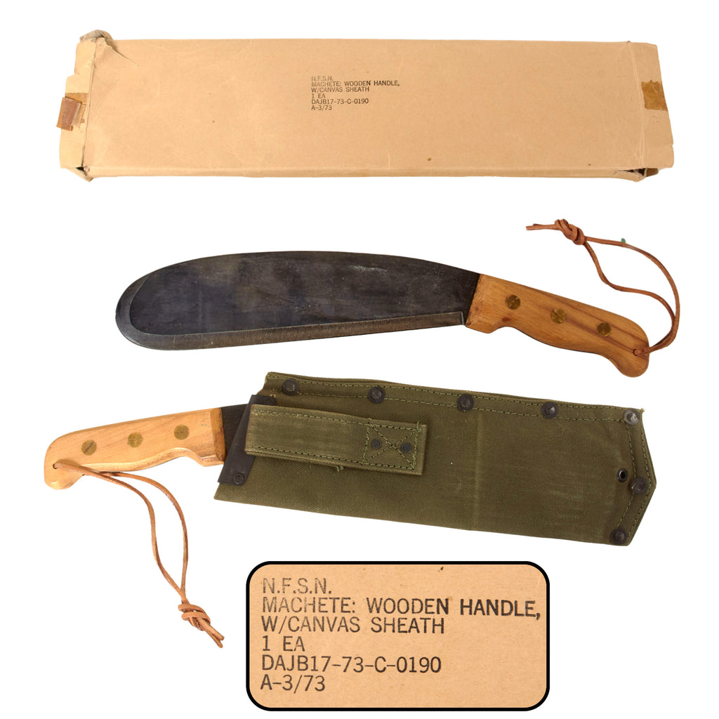 Original U.S. Vietnam War Unissued Special Forces Counter Insurgency Support Officer Bolo Machete With Original 1973 Dated Packaging - Banana Knife