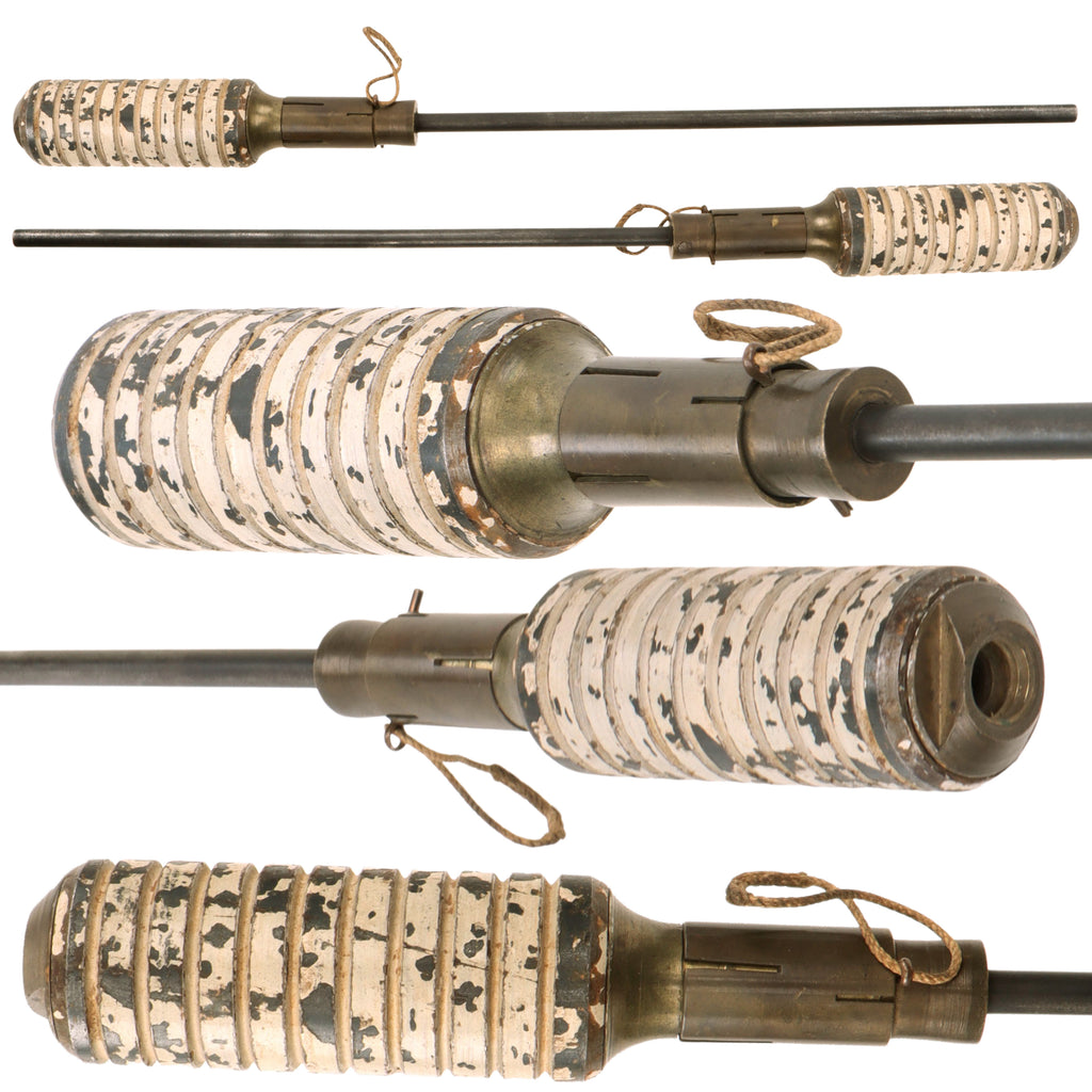 Original British WWI Inert No. 20 Hales Rifle Grenade Painted White with Discharger Rod & Pull String - Rare Non-Dug Example
