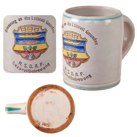 Original German WWII NSDAP Military Hospital Support Services Gmunden Hospital Commemorative Stoneware Beer Stein