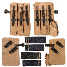 Original German WWII 1943 Dated Matched Pair of MP 40 Tropical Afrika Korps Magazine Pouches by Ernst Melzig
