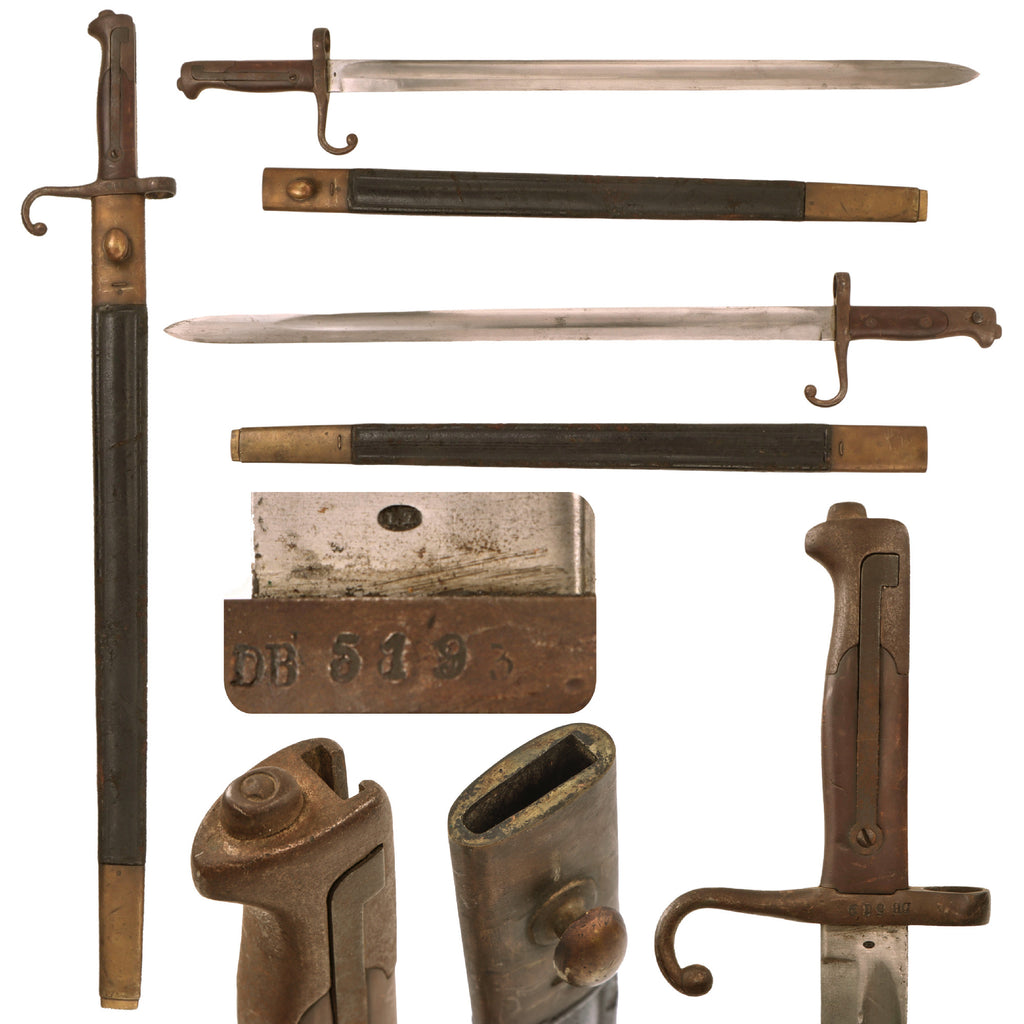 Original Italian M1871 Vetterli Rifle Early Long Spring Bayonet with Scabbard - Unconverted Original Items