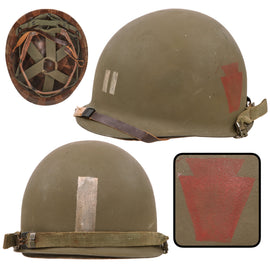 Original U.S. Cold War Era 28th Infantry Division Captain’s Rear Seam Swivel Bale M1 Helmet with Updated MSA Liner