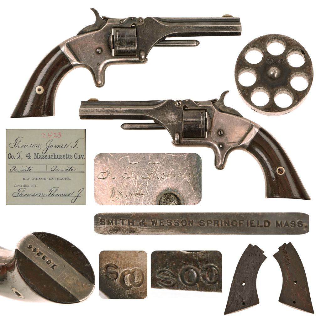 Original U.S. Civil War Era 4th Massachusetts Cavalry Named Smith & Wesson Model 1 2nd Issue Revolver in .22 Short Rimfire - Matching Serial 109246