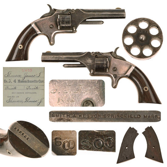 Original U.S. Civil War Era 4th Massachusetts Cavalry Named Smith & Wesson Model 1 2nd Issue Revolver in .22 Short Rimfire - Matching Serial 109246