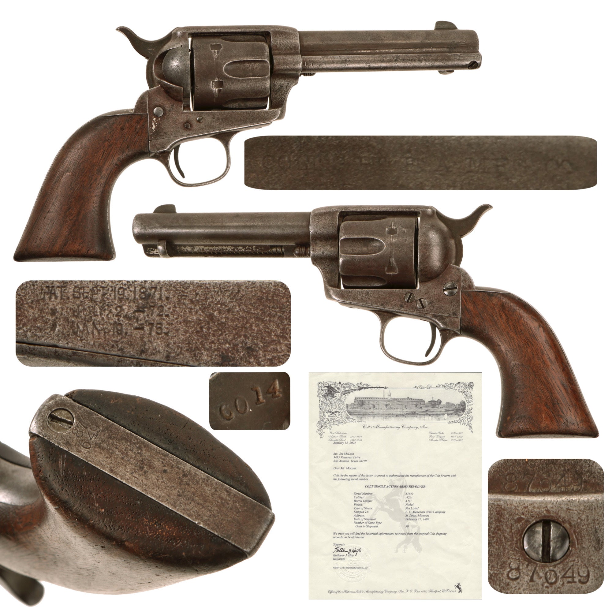 Original U.S. Colt .45cal Single Action Army Revolver Made in 1883