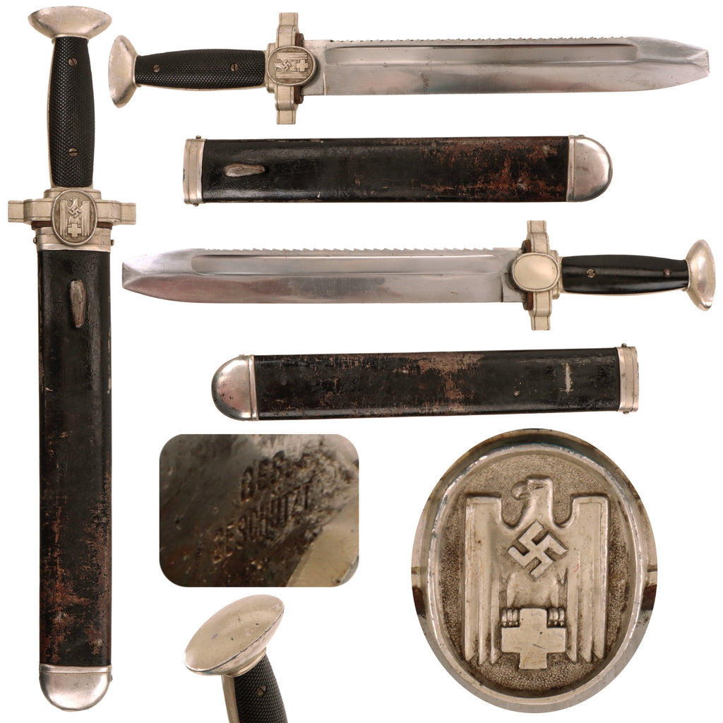 Original German WWII DRK Red Cross EM/NCO Hewer with Sawback Blade and Scabbard, Deutsches Rotes Kreuz