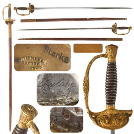 Original Principality of Romania Late 19th Century Named French-Made Officer’s Sword with Scabbard - Rare