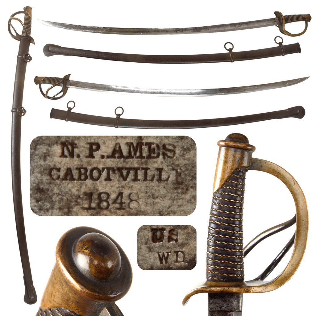 Original U.S Civil War M-1840 "Wrist Breaker" Heavy Cavalry Saber by Ames Mfg. Co. with Scabbard - Dated 1848 - One of 3,800 Original Items
