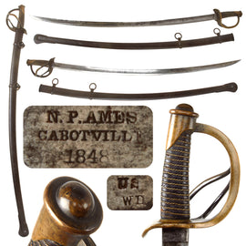 Original U.S Civil War M-1840 "Wrist Breaker" Heavy Cavalry Saber by Ames Mfg. Co. with Scabbard - Dated 1848 - One of 3,800
