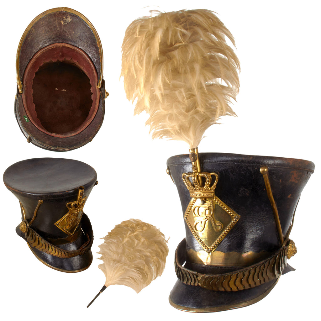 Original Danish 19th Century M1831 Officer’s Shako with Plume & Chinscales Original Items