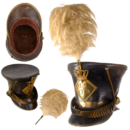 Original Danish 19th Century M1831 Officer’s Shako with Plume & Chinscales Original Items