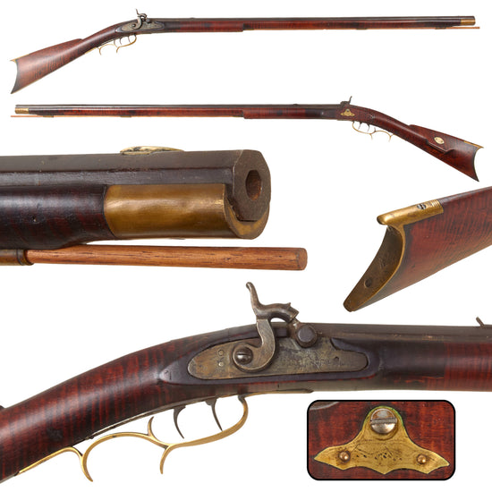 Original U.S. Pennsylvania Percussion Hunting Rifle with Tiger Flame Maple Stock and Set Trigger - circa 1850