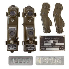 Original U.S. Korean War Era RT-196/PRC-6 Radio Receiver Transmitter Walkie Talkie Set of 2 with Sequential Serial Numbers - Excellent Condition - No Antennas