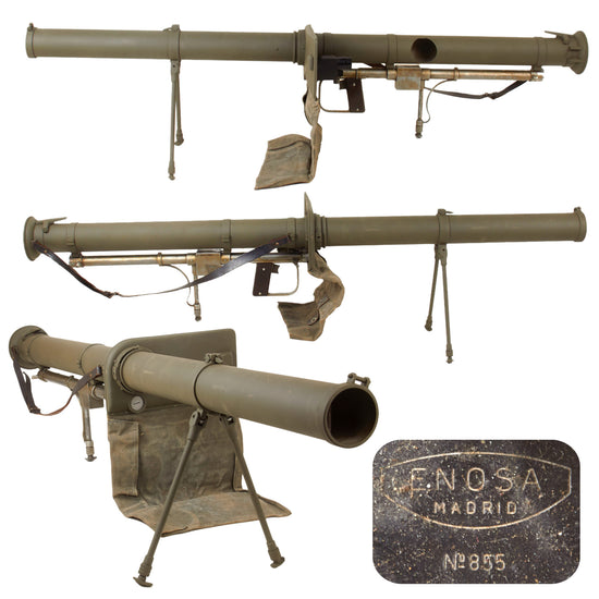 Original Spanish Deactivated 88.9mm Instalaza M65 “Bazooka” Anti-Tank Launcher with Optical Sight, Canvas Face Shield, Bipod, Monopod, and Sling - Serial No. 2685