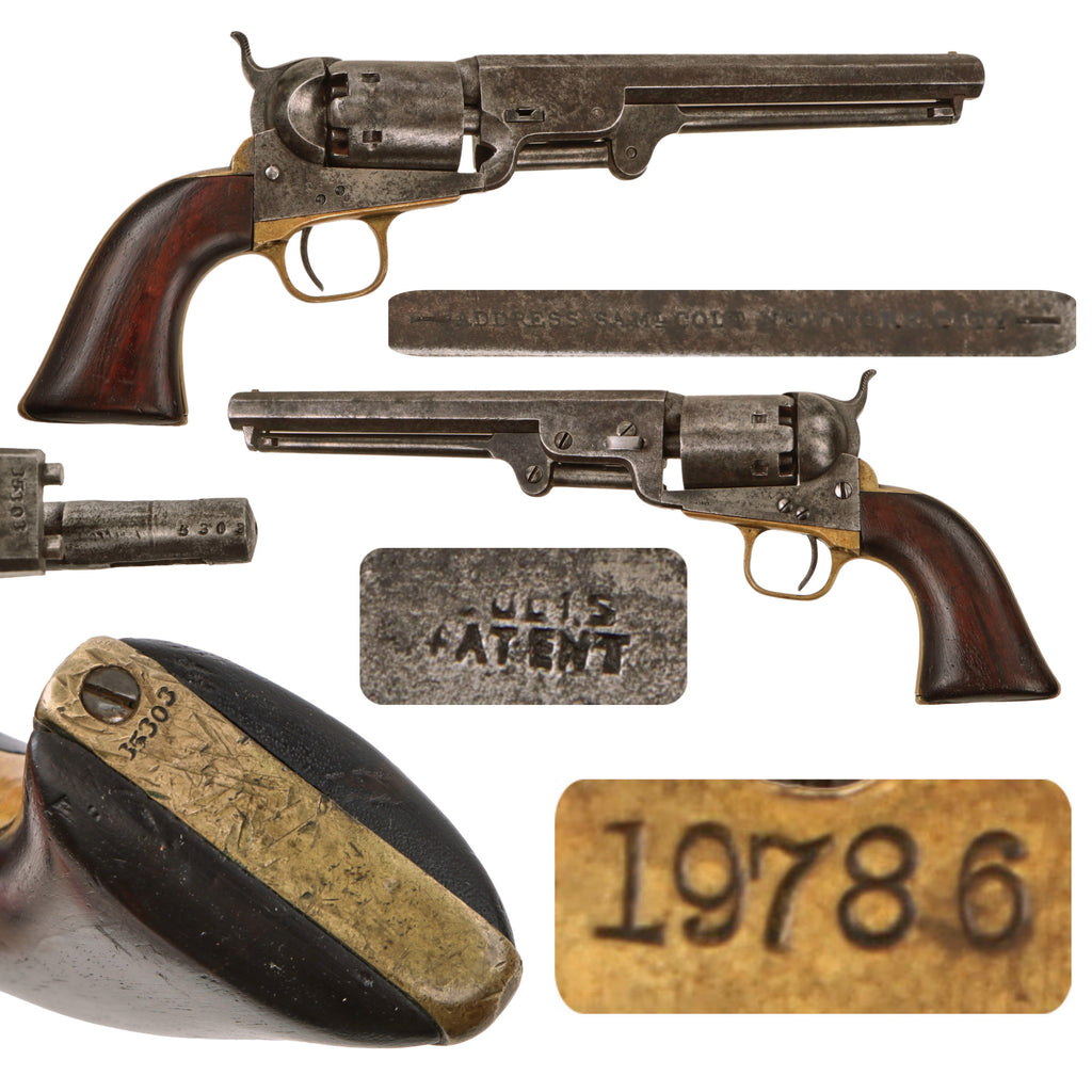 Original U.S. Civil War Colt Model 1851 Navy .36cal Percussion Revolver Made in 1852 - Serial 19786