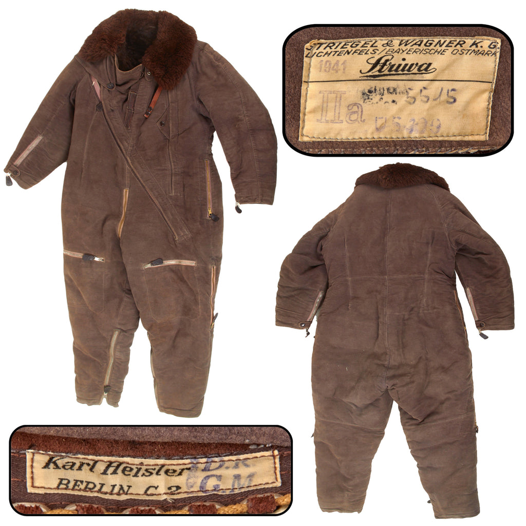 Original German WWII Luftwaffe 1941-Dated Heavyweight Protective Winter Flight Suit by Striegel & Wagner K.G. & Karl Heisler - Fliegerschutzanzug für Winter Original Items