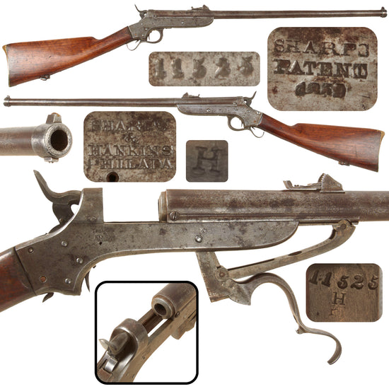 Original U.S. Civil War Sharps & Hankins Model 1862 .52 Rimfire Sliding Breech Naval Carbine, Matching Serial No. 11525