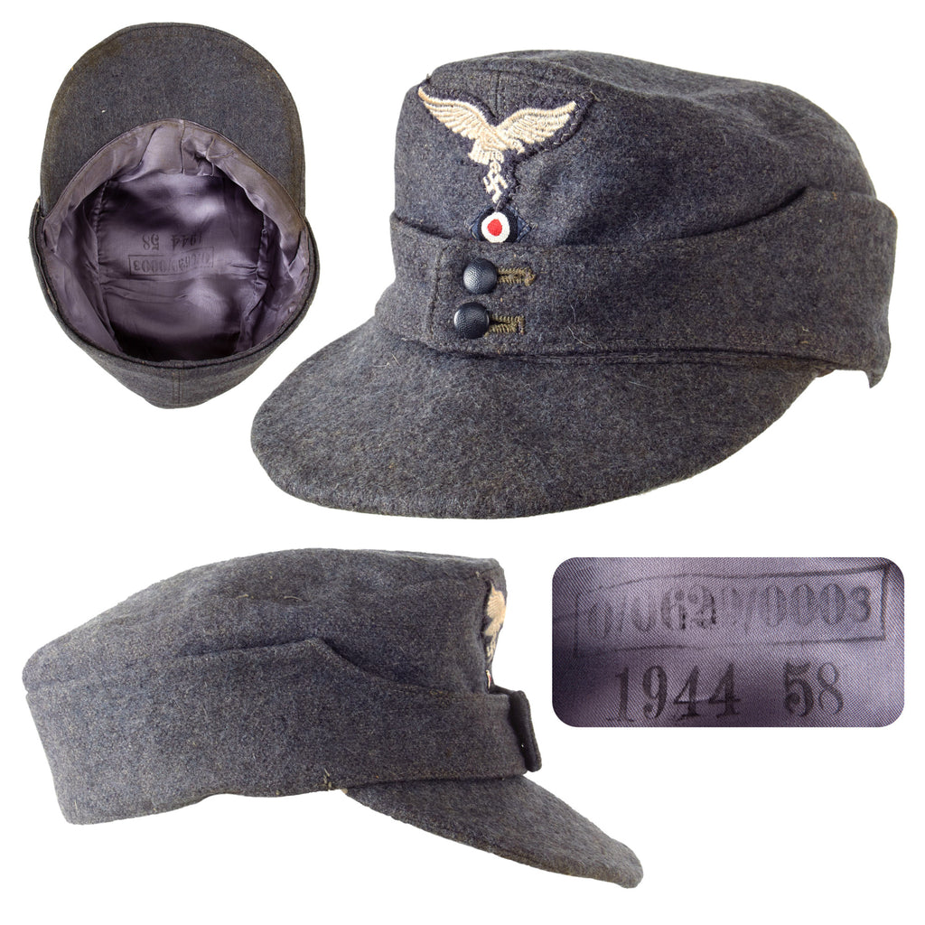 Original German WWII 1944 Dated Luftwaffe M43 Einheitsmütze Field Cap with RBNr. - Size 58 Original Items