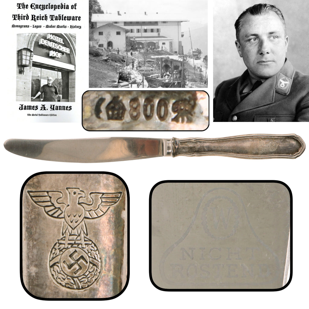 Original German WWII 800 Silver Berghof “House Service” Luncheon Knife by Bruckmann & Söhne