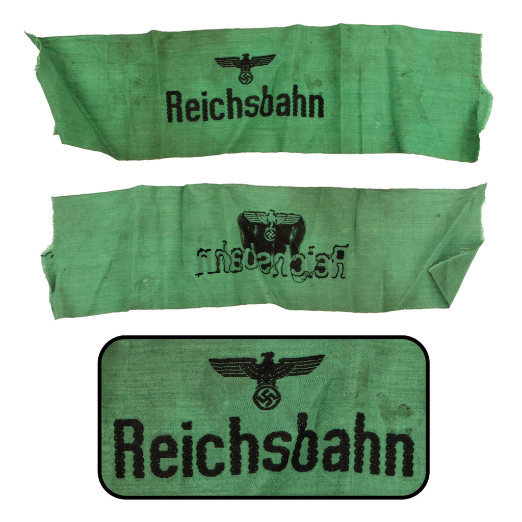 Original German WWII Deutsche Reichsbahn National Railway BeVo Embroidered Green Rayon Armband