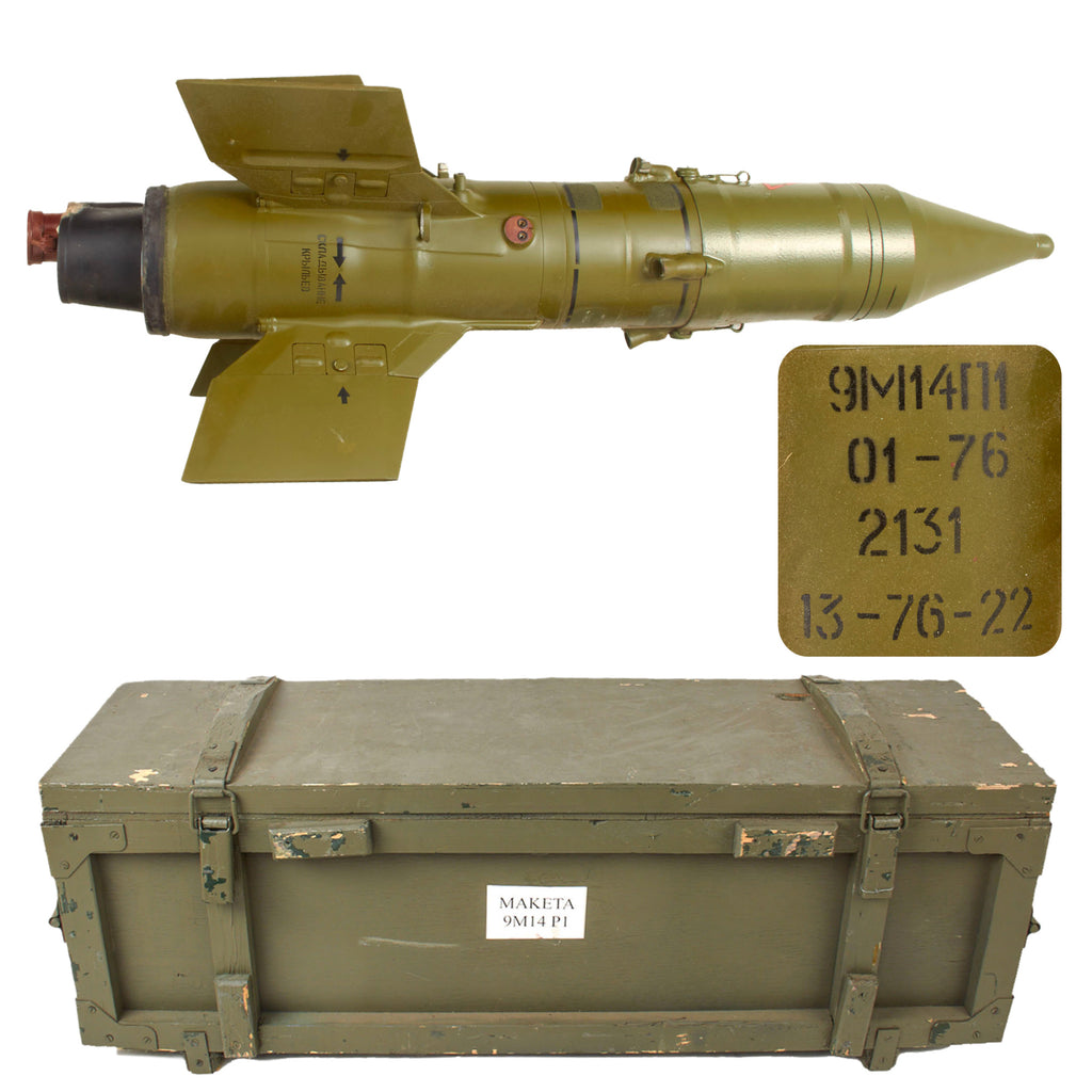 Original Soviet Russian Cold War 9M14 Malyutka / AT-3 Sagger Trainer Missile in Transit Chest - Inert Original Items