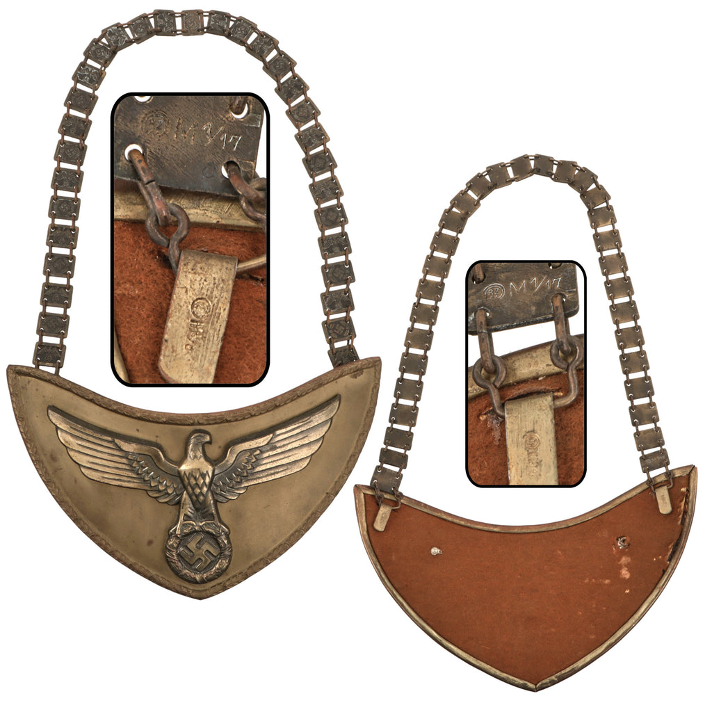 Original German WWII NSDAP Political Leader Standard Bearer Gorget with Chain by F. W. Assmann & Söhne of Lüdenscheid