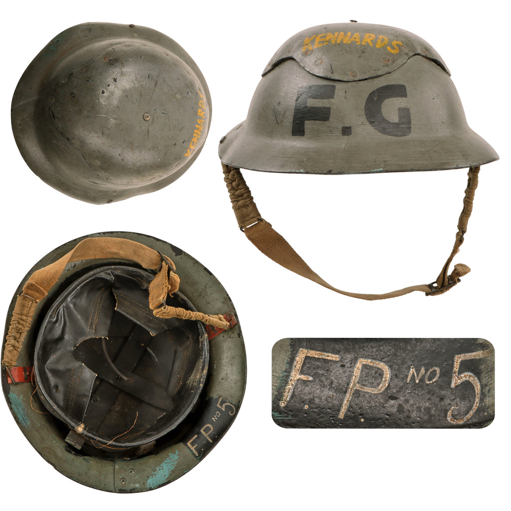 Original British WWII Home Front Air Raid Factory Guard FG Kennard’s Helmet with Liner & Chinstrap