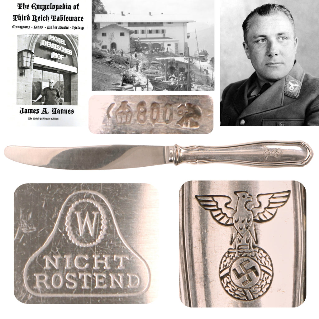 Original German WWII 800 Silver Berghof “House Service” Dinner Knife by Bruckmann & Söhne